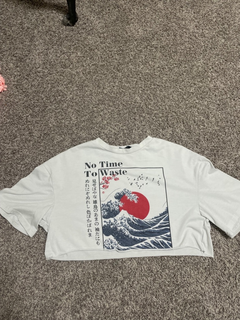 No Time To Waste White Graphic Crop Top
